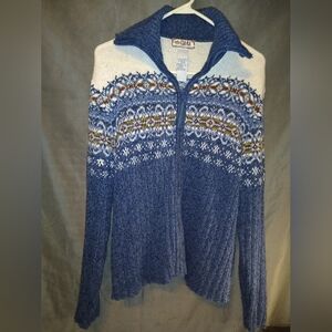 Tiara international cozy blue zip up cardigan sweater